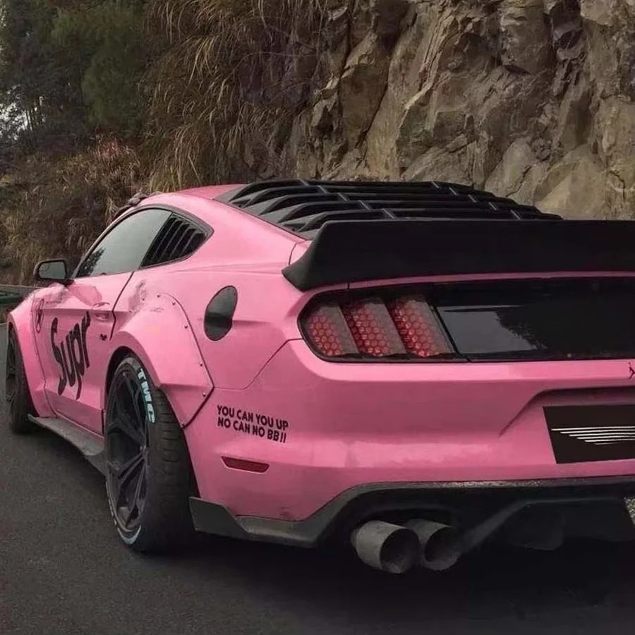 2015-2023  Mustang Carbon Fiber Rocket Bunny Style Rear Spoiler with Ducktail Deck Tail Wing Body Kit Accessories